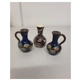 Set of 3 Antique Miniature Pottery Vases - Royal Doulton and Macintyre