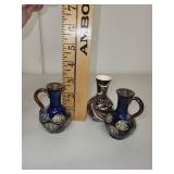 Set of 3 Antique Miniature Pottery Vases - Royal Doulton and Macintyre