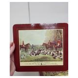 8 Piece Gift Set English Fox Hunt Cork Placemats and Coasters