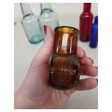 Collection of 8 Handmade Glass Bottles and Vases - Mixed Colors and Shapes