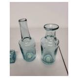 Collection of 8 Handmade Glass Bottles and Vases - Mixed Colors and Shapes