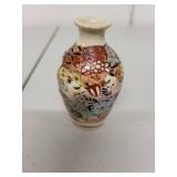 Pair of Miniature Decorative Vases - Hand-Painted Ceramic and Green Glass