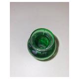 Pair of Miniature Decorative Vases - Hand-Painted Ceramic and Green Glass