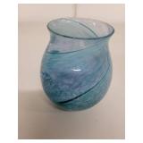 Caithness Glass Handcrafted Blue"Spiral Mofif" or "Aqua Lightning" Swirl Patterned Mini Vase with Tag