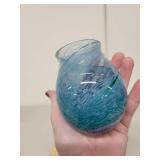 Caithness Glass Handcrafted Blue"Spiral Mofif" or "Aqua Lightning" Swirl Patterned Mini Vase with Tag