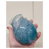 Caithness Glass Handcrafted Blue"Spiral Mofif" or "Aqua Lightning" Swirl Patterned Mini Vase with Tag