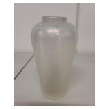 Steuben Verre de Soie Iridescent Art Glass Vase with Feather Pattern, 6 Inch