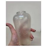 Steuben Verre de Soie Iridescent Art Glass Vase with Feather Pattern, 6 Inch