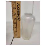 Steuben Verre de Soie Iridescent Art Glass Vase with Feather Pattern, 6 Inch