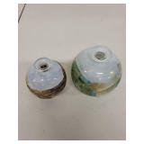 Pair of Vintage Isle of Wight Glass Hand Made Vases with Gold Accents