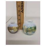 Pair of Vintage Isle of Wight Glass Hand Made Vases with Gold Accents