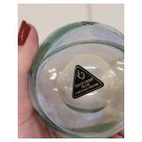 Pair of Vintage Isle of Wight Glass Hand Made Vases with Gold Accents