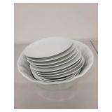 Johnson Bros Ironstone Bowls and Plates Set with Classic Rose Serving Bowl