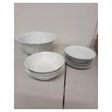 Johnson Bros Ironstone Bowls and Plates Set with Classic Rose Serving Bowl
