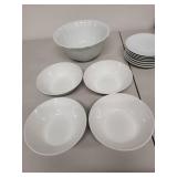Johnson Bros Ironstone Bowls and Plates Set with Classic Rose Serving Bowl