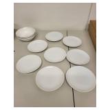 Johnson Bros Ironstone Bowls and Plates Set with Classic Rose Serving Bowl