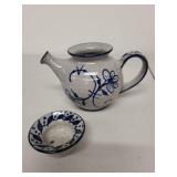 Handmade Packness Denmark Blue and White Ceramic Teapot