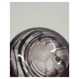 Kosta Boda "Cool Moon" Hand Blown Art Glass Vase with Black and White Swirl Design, 4 in.