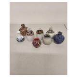 Collection of 8 Miniature Art Pottery and Porcelain Vases Assorted Designs