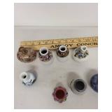 Collection of 8 Miniature Art Pottery and Porcelain Vases Assorted Designs