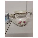 Collection of 5 Antique Porcelain Shaving Mustache Cups with Hand-Painted Designs