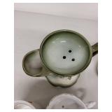 Collection of 5 Antique Porcelain Shaving Mustache Cups with Hand-Painted Designs