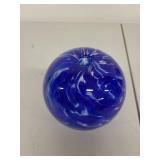 Blue and White Swirl Hand Blown Glass Vase Globe
