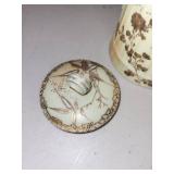 Antique Porcelain Pitcher with Lid and Gilt Floral Design