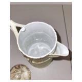 Antique Porcelain Pitcher with Lid and Gilt Floral Design