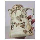 Antique Porcelain Pitcher with Lid and Gilt Floral Design