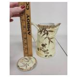 Antique Porcelain Pitcher with Lid and Gilt Floral Design