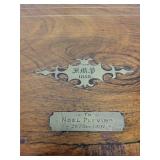 Antique 19th Century Writing Slope Box with Inkwells and Brass Inlay