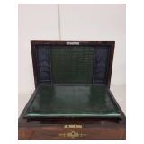 Antique 19th Century Writing Slope Box with Inkwells and Brass Inlay