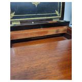 Antique 19th Century Writing Slope Box with Inkwells and Brass Inlay