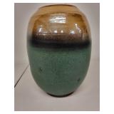 Handmade Stoneware Pottery Vase with Brown and Green Glaze 8 Inch