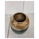 Handmade Stoneware Pottery Vase with Brown and Green Glaze 8 Inch