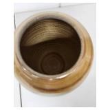 Handmade Stoneware Pottery Vase with Brown and Green Glaze 8 Inch