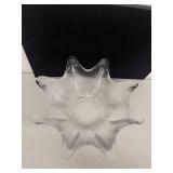 Set of 4 Clear Art Glass Decorative Bowls and Candle Holders