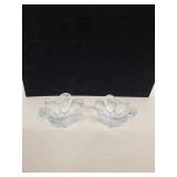 Set of 4 Clear Art Glass Decorative Bowls and Candle Holders