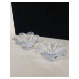 Set of 4 Clear Art Glass Decorative Bowls and Candle Holders