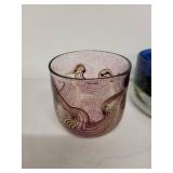 Set of 3 Handcrafted Art Glass Pieces Including Plates and Bowls