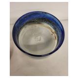 Set of 3 Handcrafted Art Glass Pieces Including Plates and Bowls