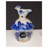 Set of 2 Handmade Stoneware Birdhouses with Artistic Designs