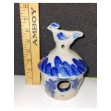 Set of 2 Handmade Stoneware Birdhouses with Artistic Designs