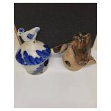 Set of 2 Handmade Stoneware Birdhouses with Artistic Designs