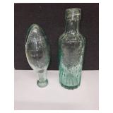 Collection of 5 Vintage Glass Bottles Including Demijohn and Seltzer Bottles