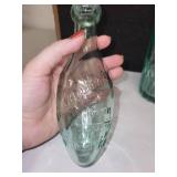 Collection of 5 Vintage Glass Bottles Including Demijohn and Seltzer Bottles