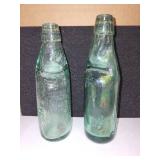 Collection of 5 Vintage Glass Bottles Including Demijohn and Seltzer Bottles