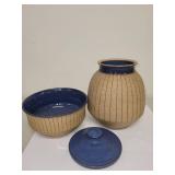 T. Weber Pottery Lidded Storage Jar and Matching Bowl Set