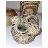 Collection of Handcrafted Baskets and Signed Wooden Bowl Ken Olsen 1982